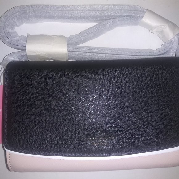 Kate Spade Addison Laurel Way Greer Black & Warm Vellum Pink Crossbody NWT - Picture 1 of 1